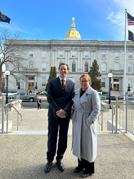 Deaglan McEachern and Jane Ferrini at the Statehouse